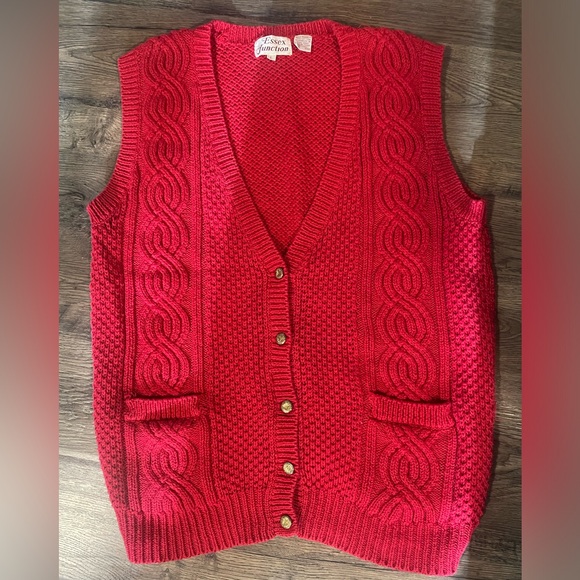Vintage Knit cardigan Sweater Vest, Women’s L unique pockets Buttons Classic - Picture 1 of 5